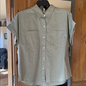 Olive Button Down Shirt for Women